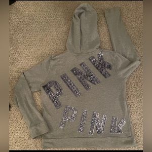 VS PINK FULL ZIP HOODIE w/BLING SZ. M